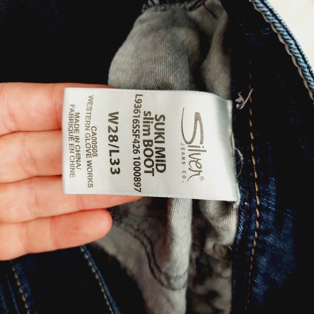 Silver Jeans Suki Mid Slim Boot Blue Casual Denim Jeans P2410 - Picture 9 of 11